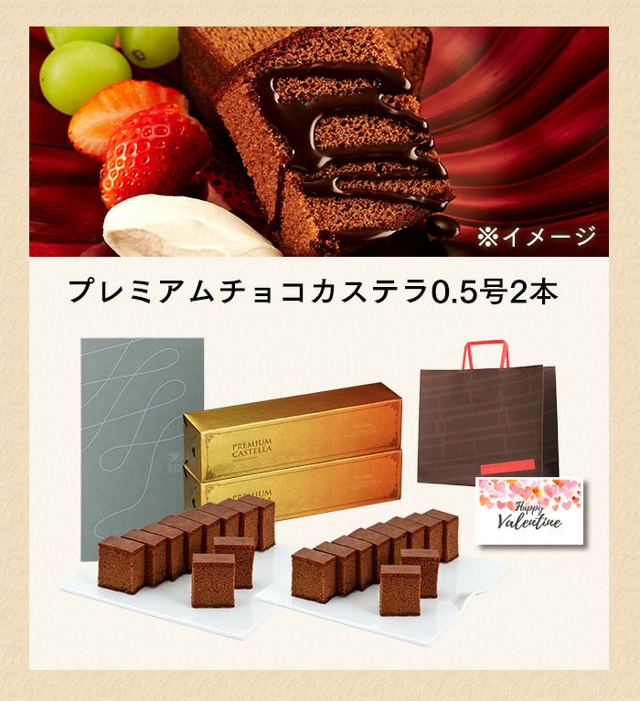 プレミアムチョコカステラ0.5号 2本セット バレンタイン VDA0